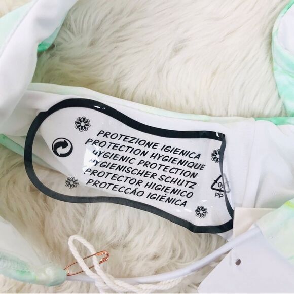 Good American Green White‎ Tie-Dye String Triangle Bikini Set Size 2 Medium New - Picture 8 of 11